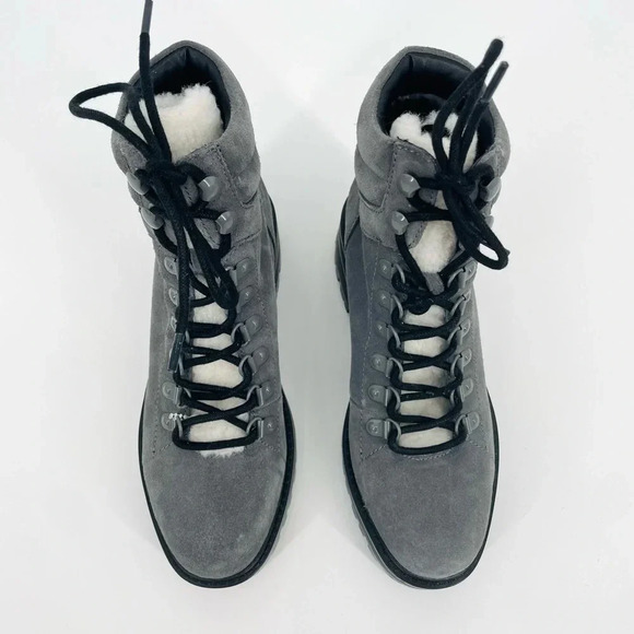 Marc Fisher NWOT LTD Nairy Hiking Boots Suede Fleece Lined in Gray Size 5.5 - Picture 7 of 10